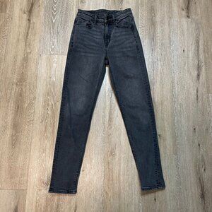 AMERICAN EAGLE Womens Mom Jeans Size 0 Regular Gray Mid Rise Stretch 27 Inseam